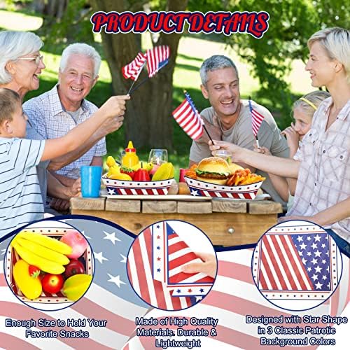 Sieral American Flag Paper Alimentos Bandeja de Independência do Dia Dimigrações de Festas Decorações de Partes Vermelho Branco e Blue Papel Hot Dog Hot Tema Patriótico Candy Serving Bandejas para 4 de julho de suprimentos