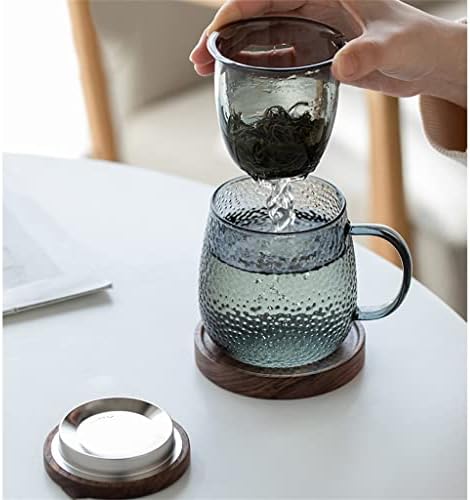 Zhuhw vidro martelo padrão filtro xícara de chá de chá separação portátil de escritório portátil