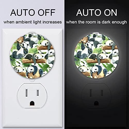 2 Pacote de plug-in Nightlight LED Night Light Panda Green com sensor do anoitecer ao amanhecer para o quarto de crianças,