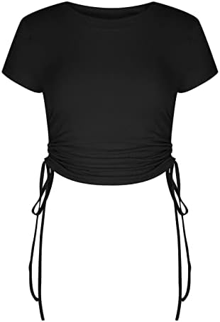 Manga curta plissada bolsa de papel rouged blouse blusa de lounge para garotas adolescentes garotas de gola gola gola ladra BX BX