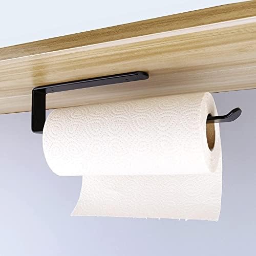 Suporte de toalhas de papel, sem perfuração sob o suporte de papel de papel para cozinha, barra de toalha de papel auto-adesiva, toalha de papel, suporte de rolagem de cozinha