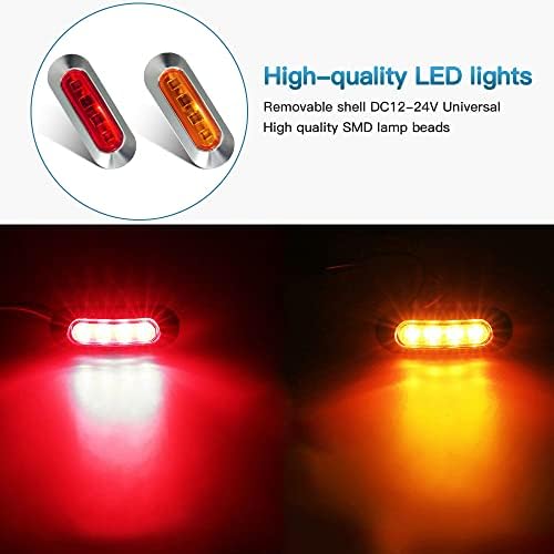 ALFU 40pcs 20amber+20red DC12V-24V LED marcador lateral Indicador Luzes Trailers Luzes Lâmpada da lâmpada traseira traseira