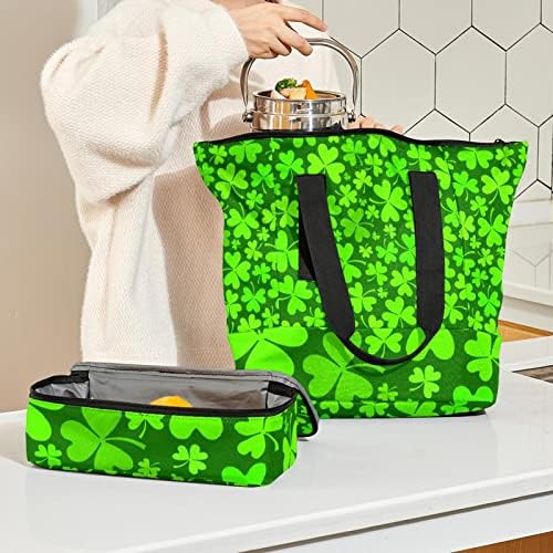 Laptop de viagem Bag para mulheres, saco de trabalho de trevo verde escuro sem costura com bolsa de bolsa de lancheira