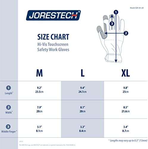 Jorestech High Vis Segurança Tecnologia Tecnologia Multural Luvas de trabalho