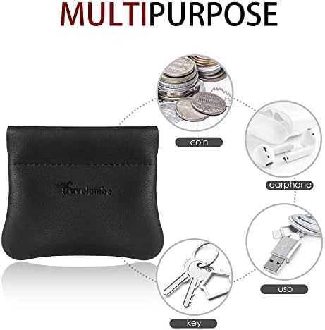 Travelambo Leather Squeeze Coin Purse Pouch trocam suporte para homens e mulheres