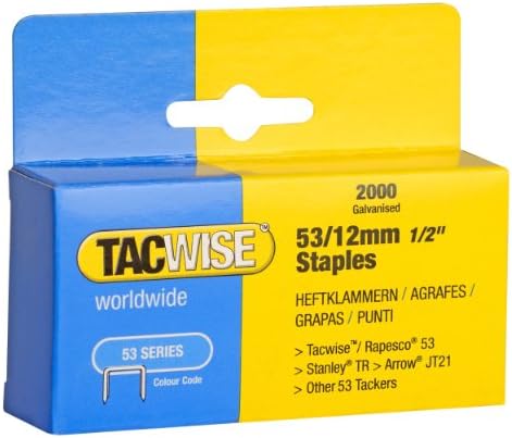 Tacwise 53 9/16 polegadas Galvanizadas grampos para atingidos por mãos/armas básicas, caixa de 2000