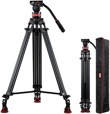 LEIFROTTO VÍDEO TRIPOD TA155H, Profissional de serviço pesado, máximo de 61 polegadas e capacidade de carga 33 libras, diâmetro da