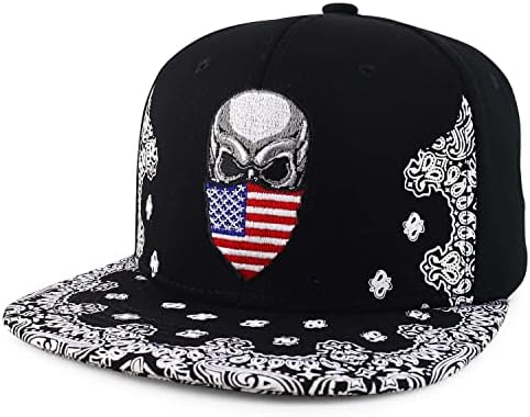 Trendy Apparel Shop Skull Bandana bordou Snapback com Paisley Print Flatbill Cap