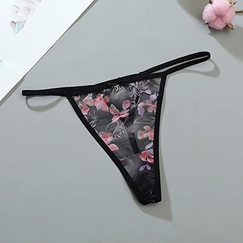 Calcinha sexy para mulheres safadas safadas lutas de alta estação G-strings tanga de tanga floral com cinta de biquíni sexy estampada