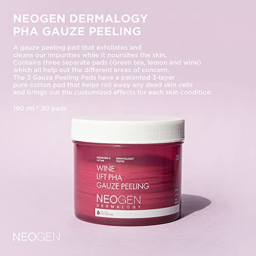 Dermalogia por NeogenLab Lift Pha Galze Poeling Pads - Esfoliando e revitalizante e firmemente Pad com AHA, BHA, PHA, LHA