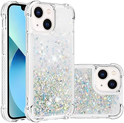 Lemaxelers Compatíveis com a caixa do iPhone 14 Plus, capa de limpeza líquida de brilho Bling Glitter flutuante e protetora