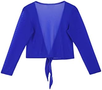 Tiaobug Girls Manga longa Twist Knot Ballet Dança clássica de malha de malha de malha de malha de blusa aberta Cardigan Bolero