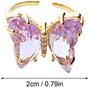2023 Novo anel de borboleta de cobre Luxo Abertura de diamante anel de diamante Crystal estéreo anéis dedo indicador para mulheres