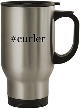 Presentes de Knick Knack Curler - 14oz de aço inoxidável Hashtag caneca de café, prata