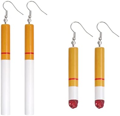 Honbay 2 pares de brincos criativos engraçados de cigarro, brincos de cigarro, brincos de cigarro, brincos de punk frios, brincos de