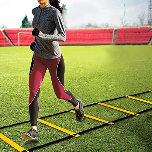 DGirl Speed ​​Agility Ladder Training Set com 12 cadadores de agilidade de 20 pés e 12 Cones de campo 4 Ações de aço e bolsa de transporte,