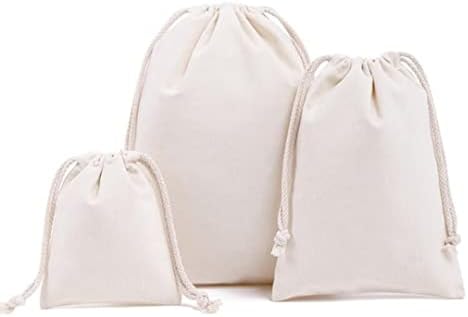 Sacos de armazenamento, sacos de cordão de algodão reutilizável Bolsa de armazenamento de tecido para enormes sundries Fruit VEGETAL MACACH SACOS
