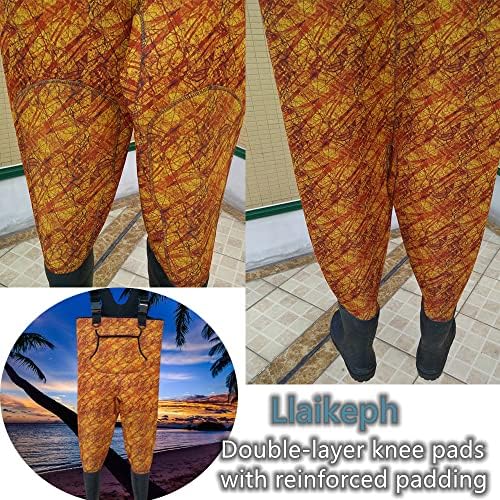 Llaikeph Neoprene SBR Waders de peito para mulheres com botas roupas de camuflagem à prova d'água para caçar pesca à prova d'água