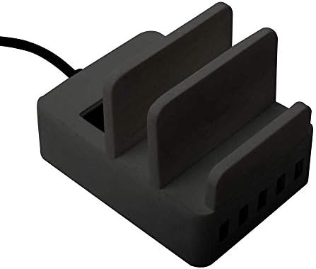 Power Hub Plus Charging Station - Cobre até 7 dispositivos usando apenas uma saída de parede | O silicone preto não arranha o dispositivo | Atraente carregamento de mesa confiável, preto)