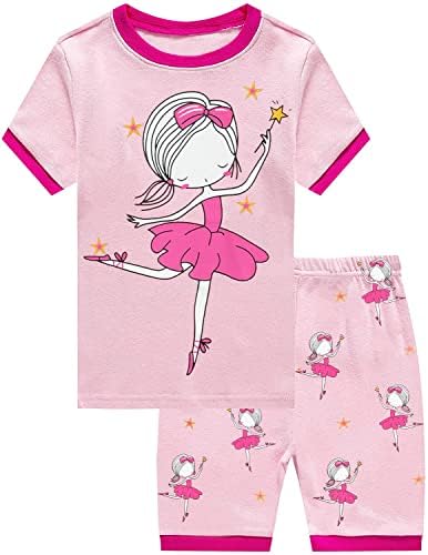 Little Girls Summer Pijamas Cercas de Criança Conjunto de Sonons de Sonons para Kids Cat Dinosaur PJS 2 Roupas de 2-7 anos