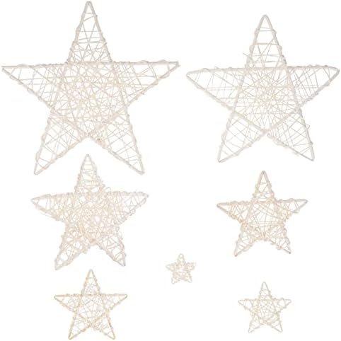 Yardwe 8pcs Rattan Árvore natural Top estrela Estrela de Natal decoração pendurada decoração de pentagrama Ornamentos