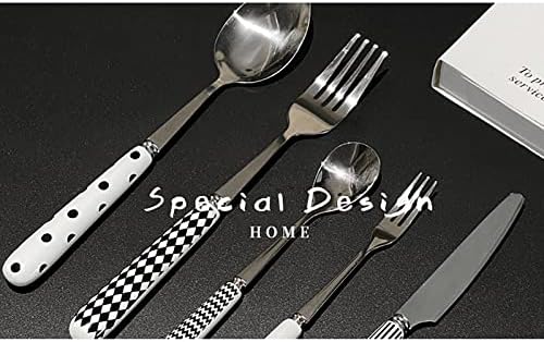 16 peças White Black Salheres Setware Service para 4 com alça de cerâmica Premium aço inoxidável conjuntos de falhas de falhas de fábulas e colheres de cozinha de cozinha de cozinha em casa utensílios de talheres de hotel