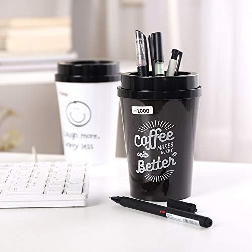 Quanjj Cofé Copo Plástico Penador de caneta Lápis Stand Desktop Storage Box Office Desk Organizer fornece presentes de papelaria para estudantes