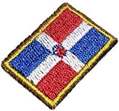 Bin242t Bandeira da República Dominicana Tag de ferro bordado ou costurar tamanho pequeno 1,18 × 0,79 pol.