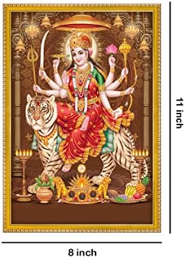 999Store Durga Maa Pintura fotográfica com moldura para Mandir/Temple Durga Maa Frames para paredes