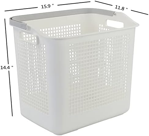 Bringer 35 l Cestas de lavanderia de plástico com alça, cesto de lavanderia sujo de 4 pacote, branco