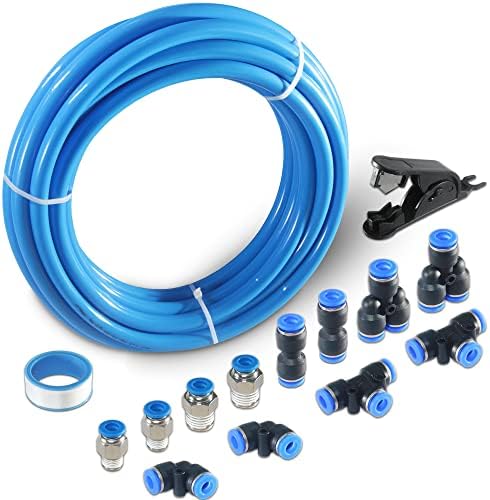 Tubulação pneumática mSaeeiqun azul poliuretano PU Kit de tubo de mangueira de ar de ar de 6 mm 4mm ID 10 metros 32,8 pés para