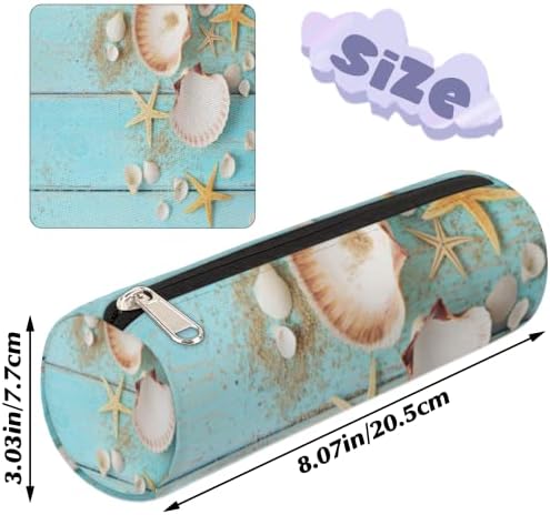 Starfish Seashell Board Lápis Caneta Bolsa de caneta Solter, Sea Beach Zipper Lápis Bag portátil Cosmético Organizador