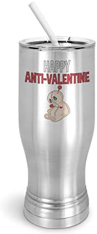 Pixidoodle anti-namorado Dia Voodoo Doll Introvert Tumbler com lid de controle deslizante resistente a derramamentos e palha