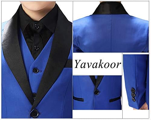 Yavakoor Boy Classic Tuxedo Morden Fit Toddler Dress com casaco, calça, colete sem cauda