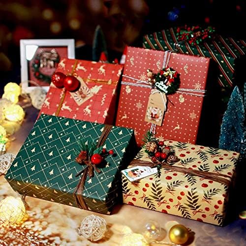 JGQGB 15 folhas Conjunto de Natal Kfrat Papel Wedding Decoração verde Green Wrap Artware Kraft Packing Vellum Origami