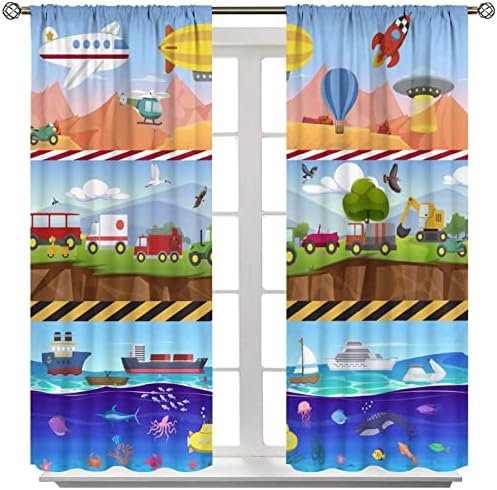 Cortinas de carro de menino, aeronaves multicoloras navios de caminhão oceano