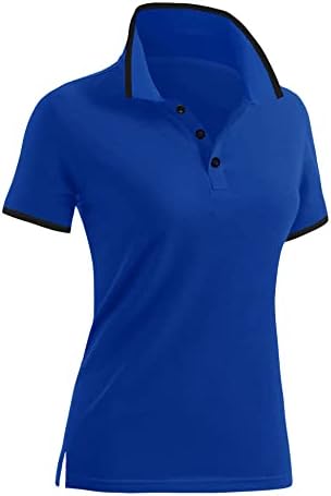 Camisas pólo luyaa para mulheres camisas de golfe com colarinho curto V camiseta de pescoço botão para baixo túnica