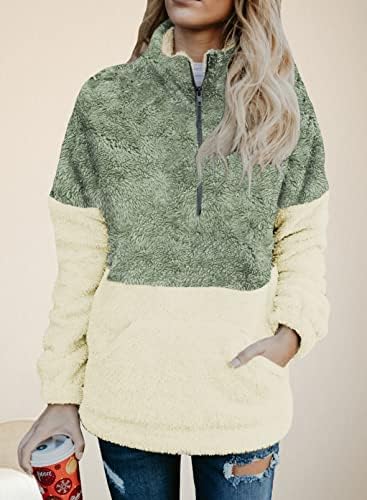 Dokotoo feminino 2023 moda 1/4 quarto zip de pescoço alto lã de lã Sherpa Sweatshirt Outerwear Strowear S-xxl