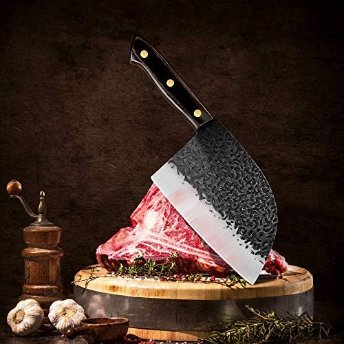 Faca de chef sérvia XYJ com mangas de couro que forjam facas vegetais de açougueiro antigas acampando faca de cozinha