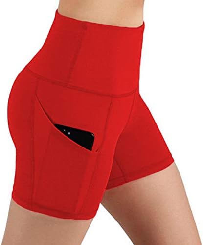 Leggings de bolso sólido Ciando de cintura alta as calças de ioga de alongamento do quadril com bolsos mulheres com fitness shorts
