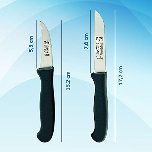 SMI - Faca de paramento Casca de faca para frutas e vegetais retos e curvos Solingen Solingen Faca feita na Alemanha