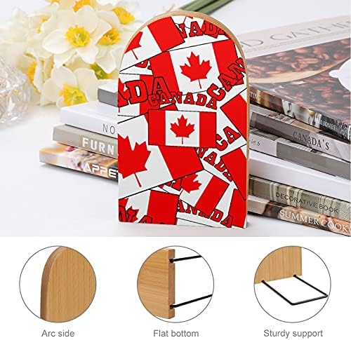 Canadá Mapple Leaf Decorativo Livros para prateleiras Livros de madeira Ends Organizer Print BookEnd Supports Par de suportes