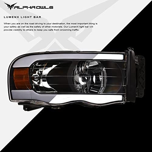 OWLS ALPHA 8710333 CRISTAL FELIZINDOS COM BRANCE LED LED-BLACK AMBER FITS 2002-2005 DODGE RAM 1500/2003-2005 2500 3500