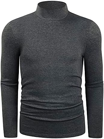 Le Vonfort Mens Turtleneck de manga longa T camisetas Slim Fit Térmica Pullover leve Térmica