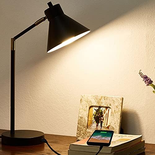 Sky Fortune Led Desk Lamp com porta de carregamento USB, lâmpada de metal , 270 ° Braços giratórios flexíveis, luz de leitura