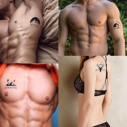 6 lençóis tatuagens temporárias mulheres adultos wanderlust Party Favors Mountains Body Face Sleeve Pine Tree Tattoos Fake