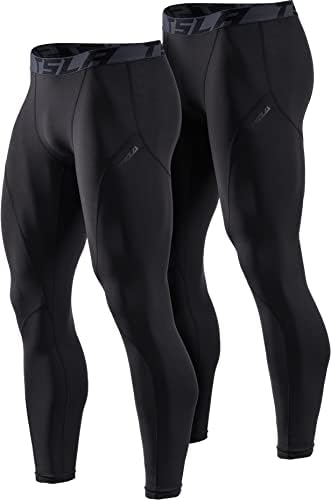 TSLA 1 ou 2 embalam calças de compressão térmica masculina, perneiras esportivas atléticas e calças justas, camada de base de