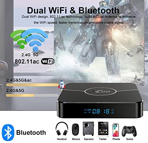 X98 5G Android 11 TV Box, 4K HDR Media Player Suporte