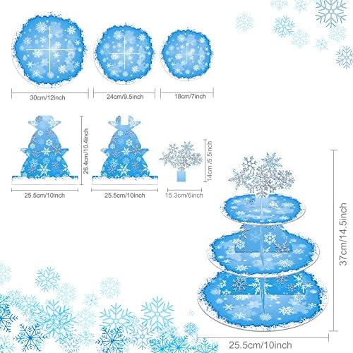 Gelo Princesa Snowflake Cupcake Stand, Elsa Birthday Party Supplies Sobersert Tower Bandey, Bolo de 3 camadas Stand para Frozen tema Party Baby Charf Annoving Winter Wonderland Party Decoration