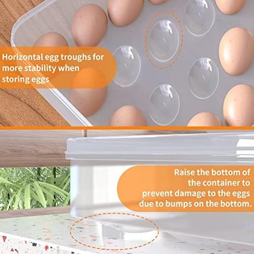 77L Recipientes de ovos diabos com tampa, suporte de ovo de plástico para geladeira para 48 ovos e uma jarra de armazenamento